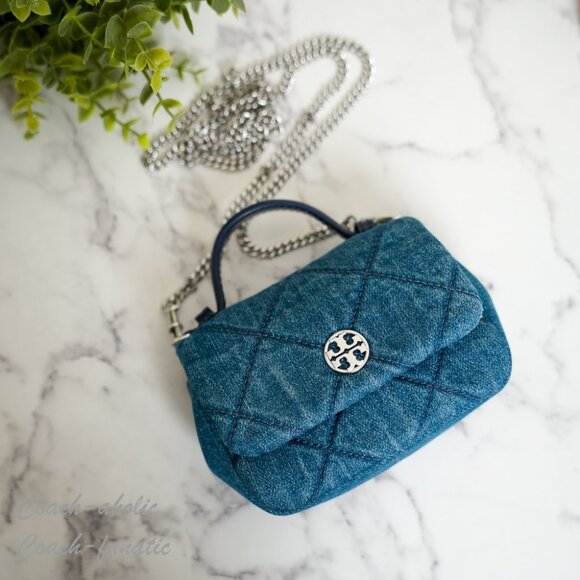 NWT Tory Burch Willa Denim Nano Top Handle Crossbody - Picture 6 of 9